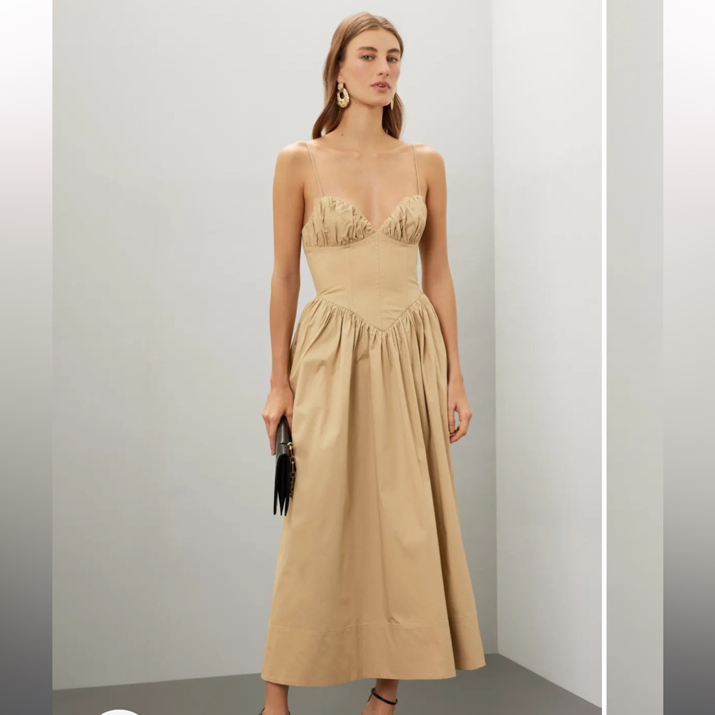 Ronny Kobo Carmine Dress Khaki Sz Xs